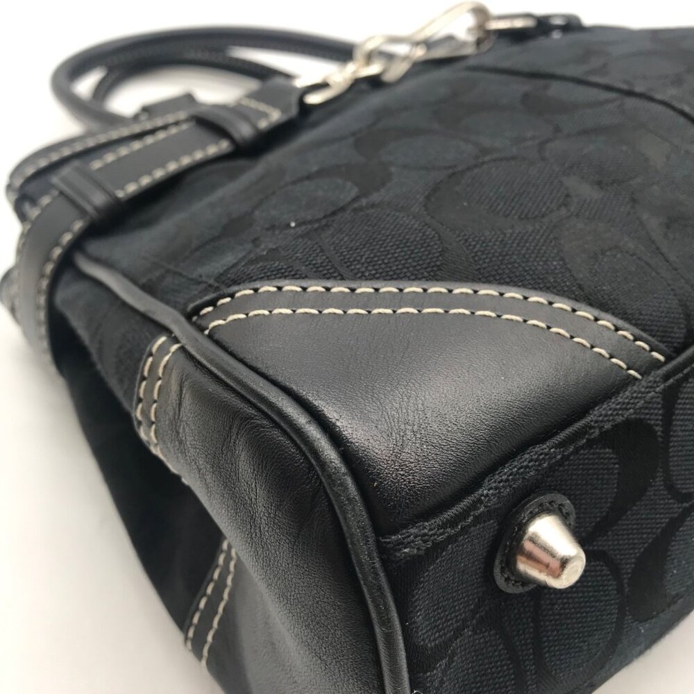 Coach Black Signature Canvas Hampton Belted Satchel Bag - Picture 8 of 12